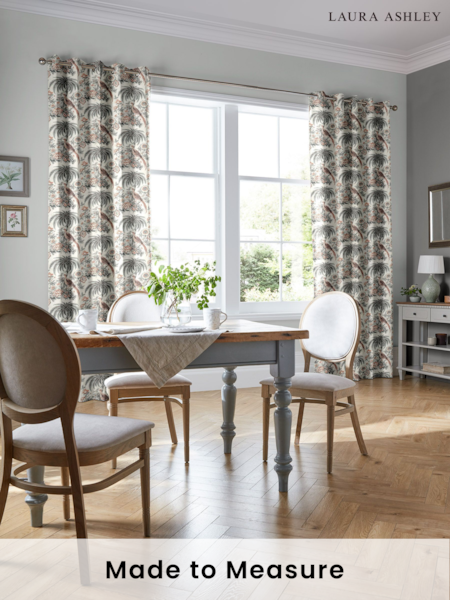 Laura Ashley Slate 100% Cotton Burdett Made To Measure Curtains (D24093) | £91