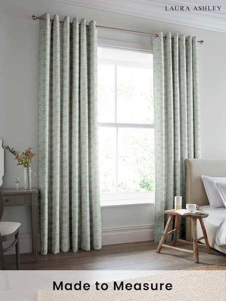 Laura Ashley Sage Burnham Woven Made To Measure Curtains (D24095) | £109