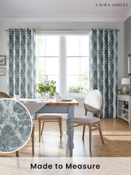 Laura Ashley Slate Forden Made To Measure Curtains (D24106) | £109
