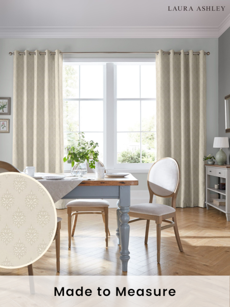 Laura Ashley Dove Grey 100% Cotton Gower Made To Measure Curtains (D24109) | £91