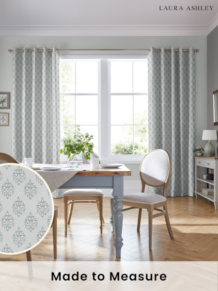 Laura Ashley Slate White 100% Cotton Gower Made To Measure Curtains (D24112) | £91