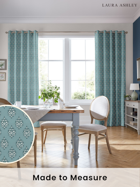 Laura Ashley Spruce 100% Cotton Gower Made To Measure Curtains (D24113) | £91