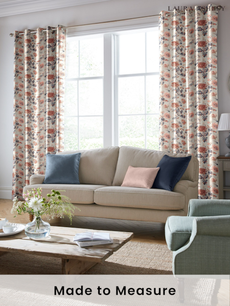 Laura Ashley Cranberry 100% Cotton Maryam Made To Measure Curtains (D24114) | £91