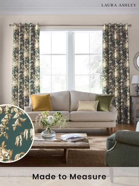 Laura Ashley Fern 100% Cotton Picardie Made To Measure Curtains (D24123) | £100
