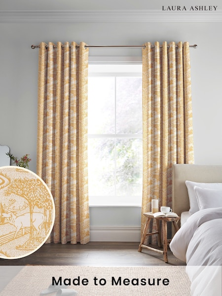 Laura Ashley Ochre Trecastle Made To Measure Curtains (D24128) | £100