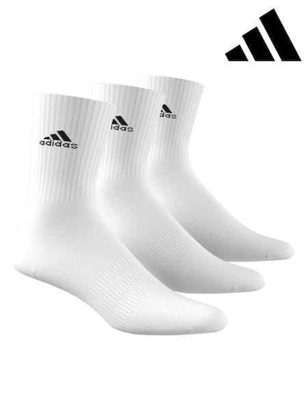 adidas Dove White Cushioned Crew Socks 3 Pack (D25129) | £12