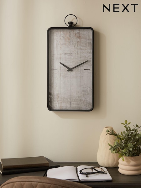 Black Brompton Rectangular Wall Clock (D25664) | £38