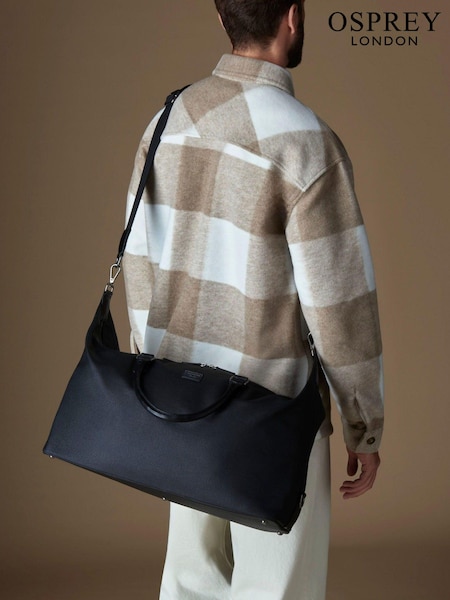OSPREY LONDON Waxed Canvas & Glazed Calf Leather Grantham Weekend Holdall Bag (D26078) | £165