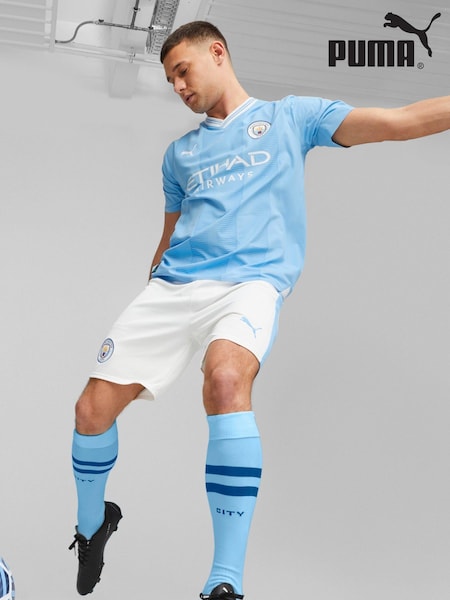 Puma White Manchester City Home 23/24 Football Shorts (D26120) | £35