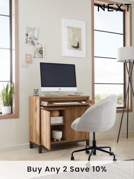 Dark Natural Bronx Oak Effect Sideboard Desk (D26191) | £299