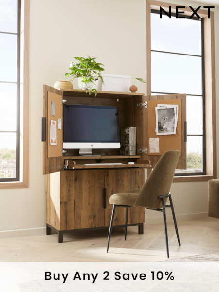 Dark Natural Bronx Oak Effect Compact Hideaway Desk (D26195) | £499