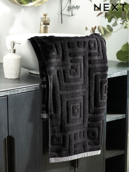 Black Geo Towel 100% Cotton (D27501) | £10 - £20