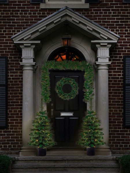 Premier Decorations Ltd Christmas Pre-lit Artificial Christmas Door Set Includes, Trees, Garland & Wreath (D28147) | £90