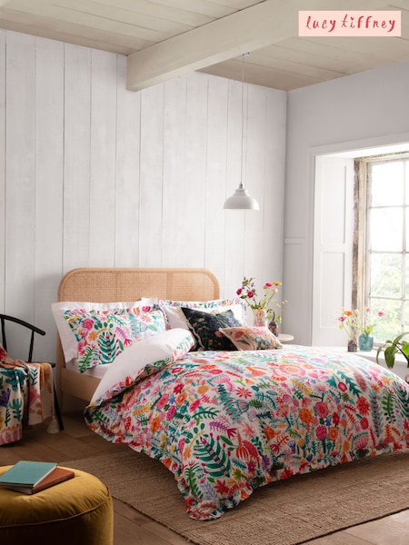 Lucy Tiffney Multi Floral Ruffle 180 Thread Count Duvet Cover and Pillowcase Set (D28426) | £55 - £85