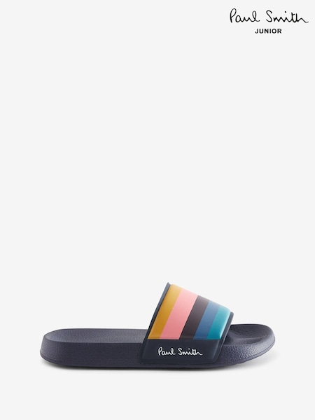 Paul Smith Junior Boys Navy Blue  'Artist Stripe' Sliders (D29130) | £35