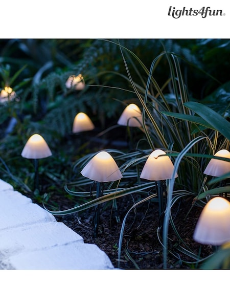 Lights4fun 12 Mini Mushroom Solar Garden Stake Lights (D29574) | £16
