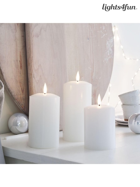 Lights4fun White TruGlow LED Pillar Candle Trio (D29608) | £25