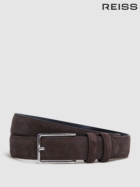 Reiss Chocolate Dante Suede Belt (D29771) | £55