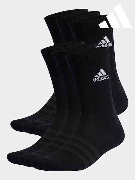 adidas Dark Black Cushioned Crew Socks 6 Pack (D30475) | £23