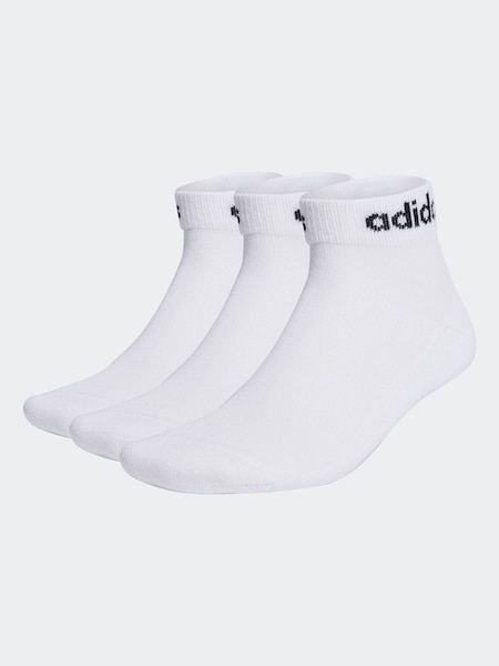 adidas White Linear Ankle Cushioned Socks 3 Pack (D30492) | £8