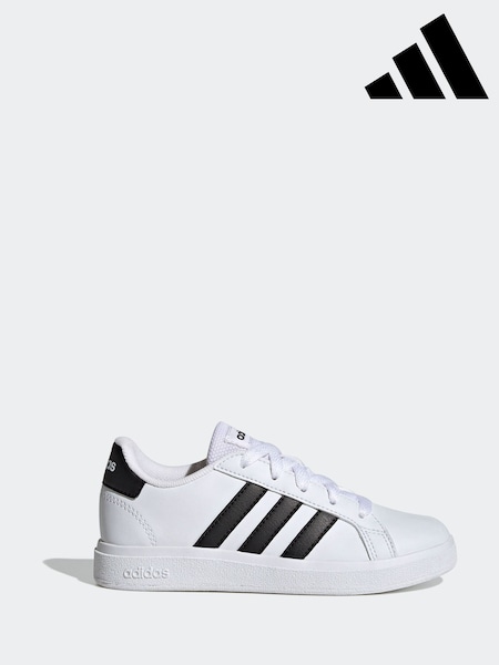 adidas White/Black Grand Court Lace-Up Trainers (D32046) | £30