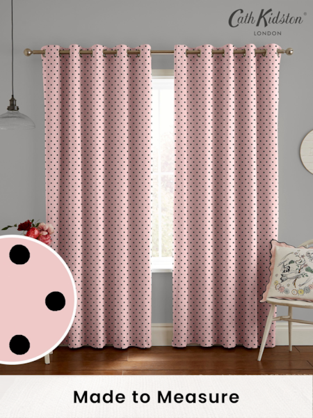 Cath Kidston Pink Spot Made To Measure 100% Cotton Curtains (D32886) | £82