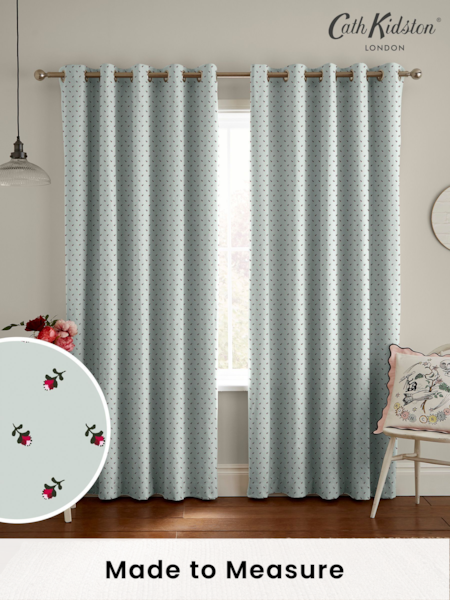 Cath Kidston Mint Rose Bud Made To Measure 100% Cotton Curtains (D32887) | £82