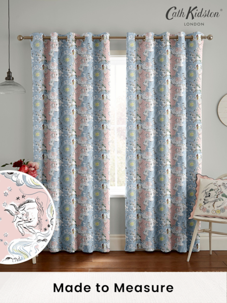 Cath Kidston Blue Power To The Peaceful Made To Measure 100% Cotton Curtains (D32891) | £82