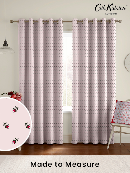 Cath Kidston Pink Rose Bud Made To Measure 100% Cotton Curtains (D32901) | £82