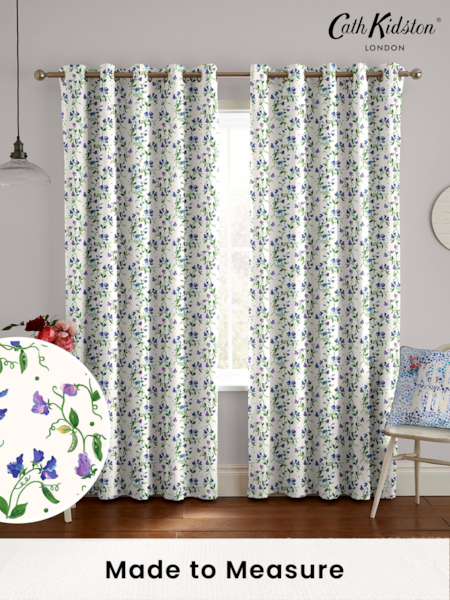 Cath Kidston Purple Sweet Pea Made To Measure 100% Cotton Curtains (D32902) | £82