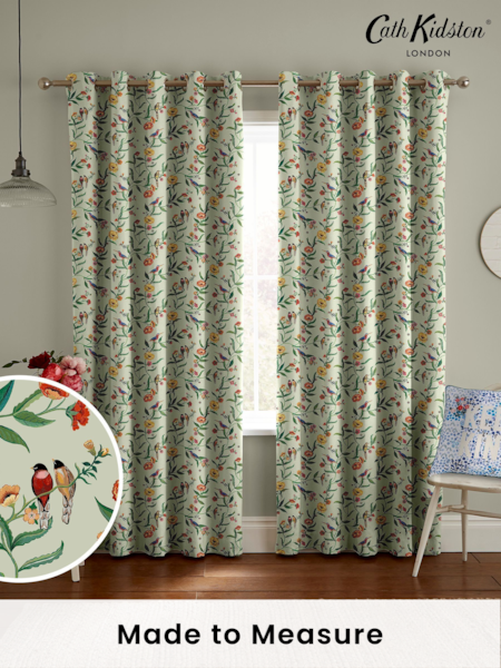 Cath Kidston Green Summer Birds Made To Measure 100% Cotton Curtains (D32903) | £82