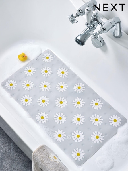 Grey Daisy Plastic In Bath Mat (D32995) | £12