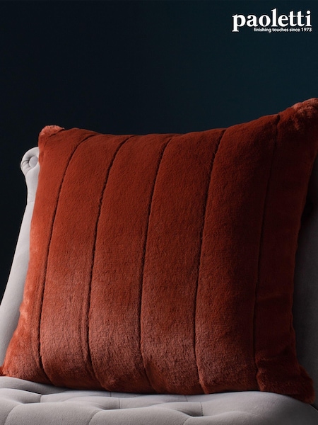 Riva Paoletti Rust Orange 55 x 55cm Empress Large Faux Fur Cushion (D33072) | £22