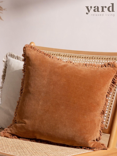 Yard Rust Orange 45 x 45cm Bertie 100% Washed Cotton Velvet Cushion (D33083) | £26