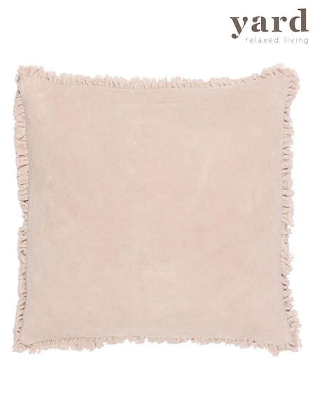 Yard Natural Beige 45 x 45cm Bertie 100% Washed Cotton Velvet Cushion (D33084) | £26