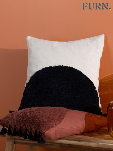 Furn Natural Radian Semi Circle Tufted 100% Cotton Tasselled Cushion (D33091) | £17