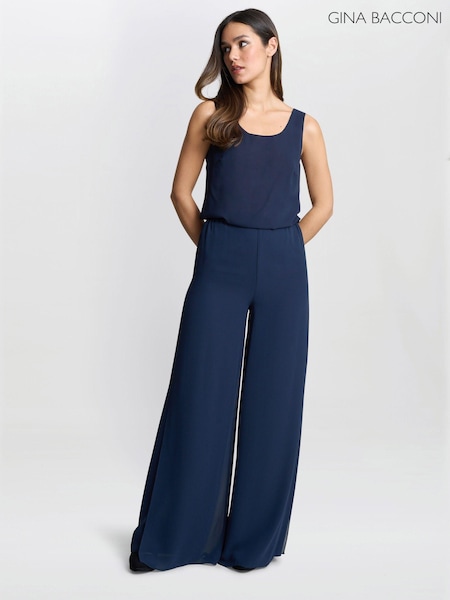 Gina Bacconi Chiffon Layered Slit Trousers (D33285) | £140