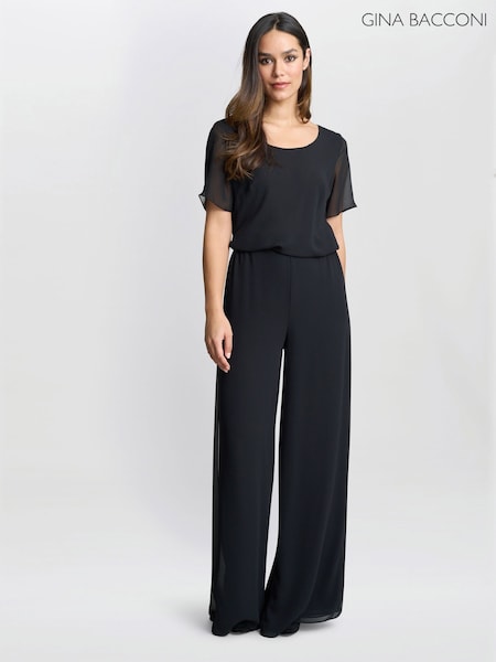 Gina Bacconi Chiffon Layered Slit Trousers (D33286) | £140