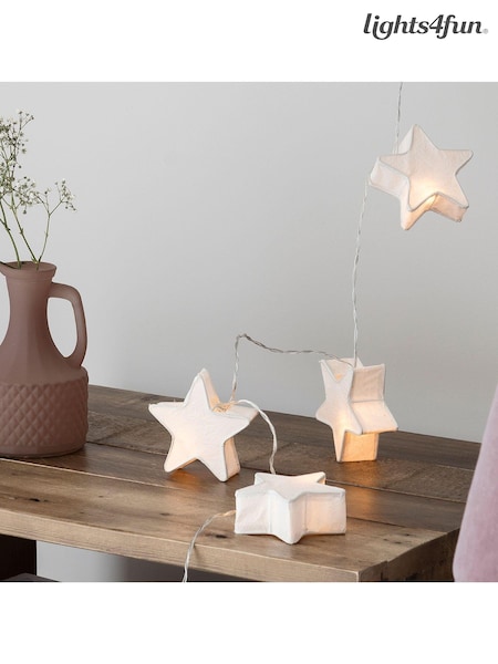 Lights4fun Paper Star Battery Operated Fairy Lights (D33356) | £18