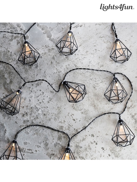 Lights4fun Black 10 Diamond Battery Operated Fairy Lights 1.35M (D33358) | £15