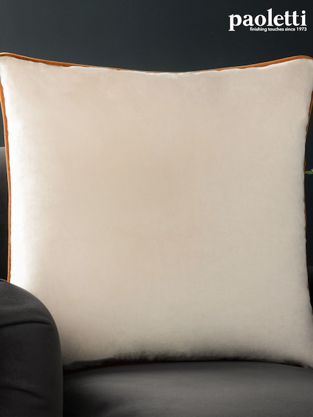 Riva Paoletti Ecru/Orange 55 x 55cm Meridian Velvet Cushion (D33697) | £18