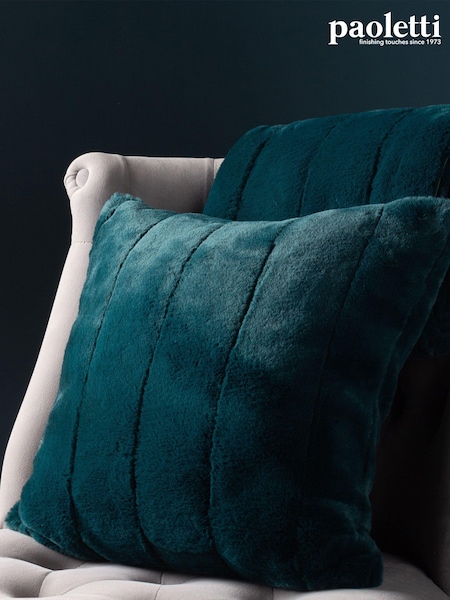 Riva Paoletti Emerald Green 45 x 45cm Empress Faux Fur Cushion (D33703) | £17
