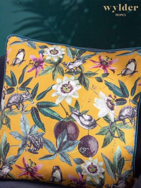 Wylder Yellow Wild Passion Creatures Piped Cushion (D33825) | £28