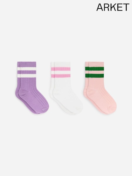Purple - Arket Rib Knit Socks Set Of 3