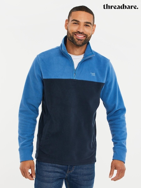 Threadbare Cobalt / Navy Two Tone Quarter Zip Fleece Jumper (D34333) | £20