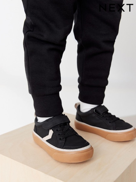 Black Standard Fit (F) Touch Fastening Chevron Trainers (D34857) | £16 - £20