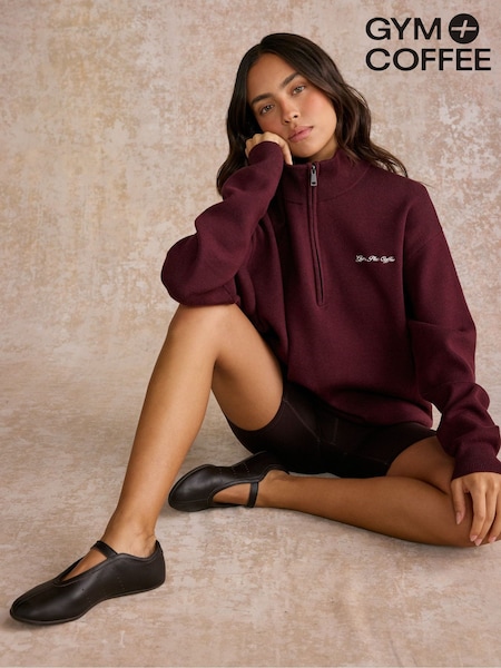 Purple - Gym + Coffee Knit Half Zip Sweat Top
