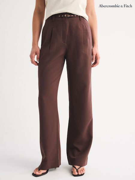 Brown - Abercrombie & Fitch Mahogany Wide Leg Trousers