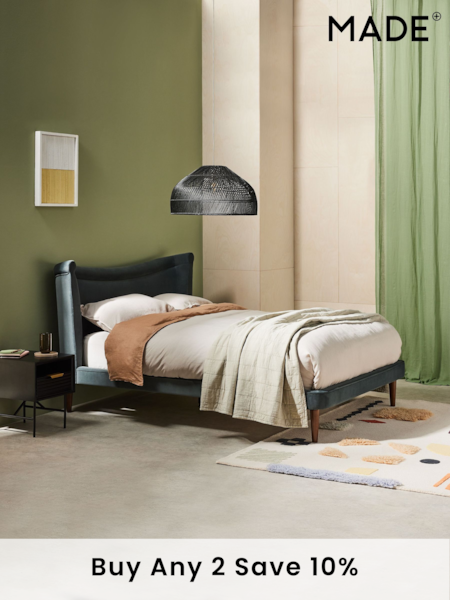 MADE.COM Gunmetal Grey Sawyer Bed in Velvet (D35224) | £599 - £799