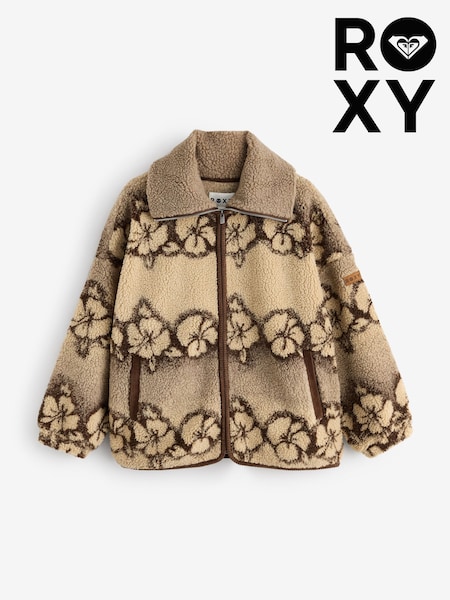 Brown - Roxy Feels Like Winter Oversized Sherpa Zip Jacket